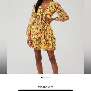 Floral Long Sleeve Dress in Yellow and Orange